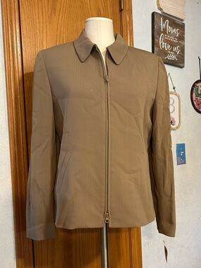 Alex Garfield Tan Zip-Front Jacket - Size 10